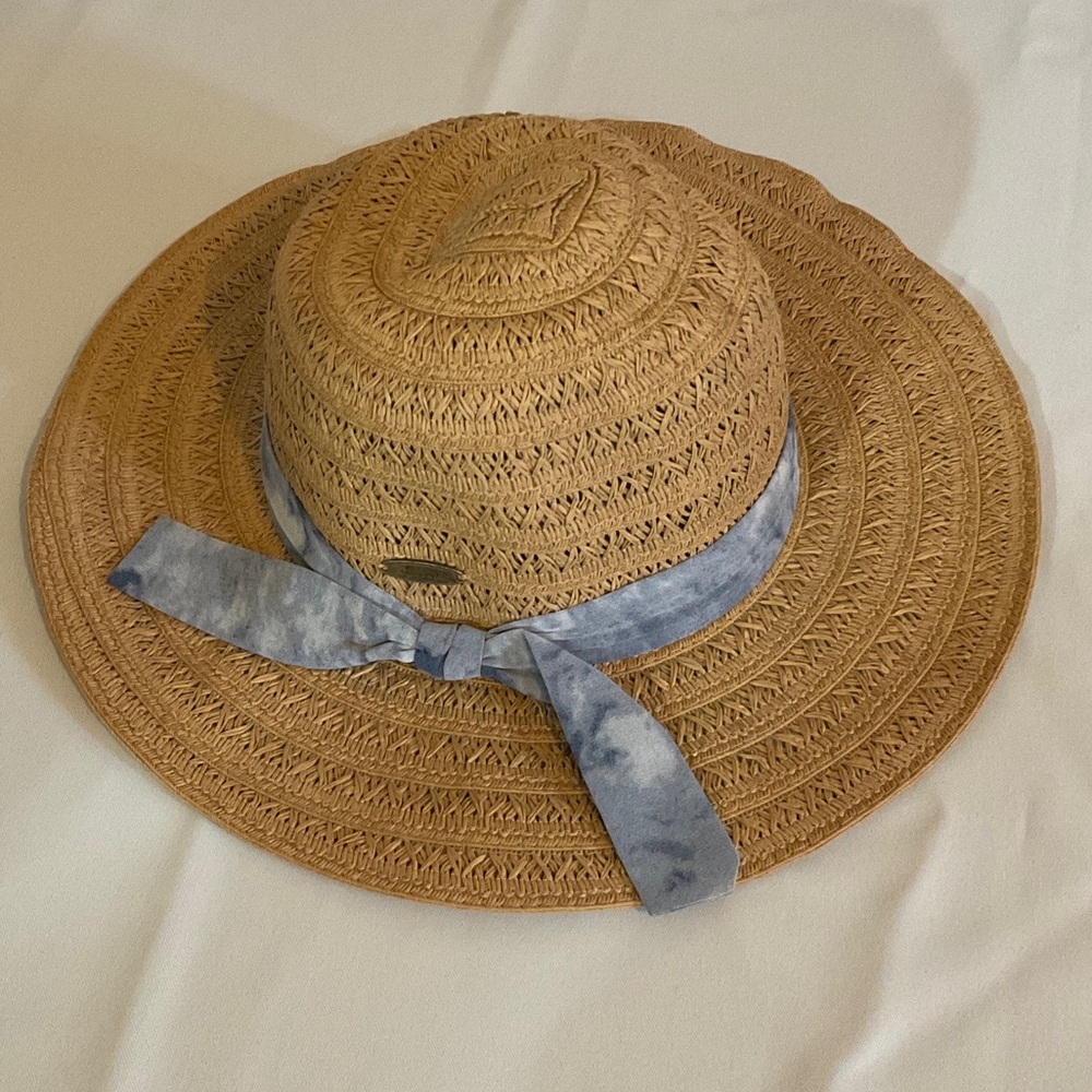 Panama Jack Straw Sun Hat with Blue Tie
